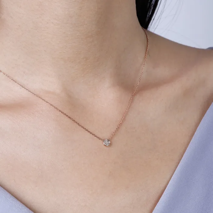 Croghans Necklaces Diamond Micro Pav Round 14K Gold Necklace