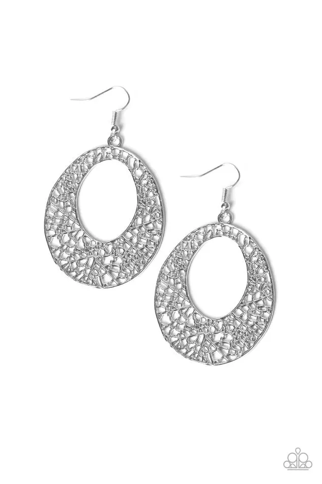 Paparazzi Jewelry Earrings Paparazzi Earring Serenely Shattered Silver Paparazzi Jewelry Earrings Paparazzi Earring Serenely Shattered Silver