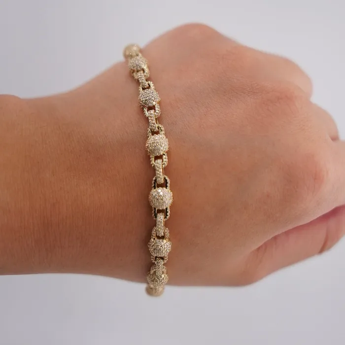 10k Gold Diamond Fancy Ball Bracelet 7in C715 AB and J Bracelets