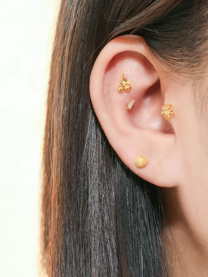 24K Gold Wind Flower Cartilage Earring 20G MinimalBijoux Earrings