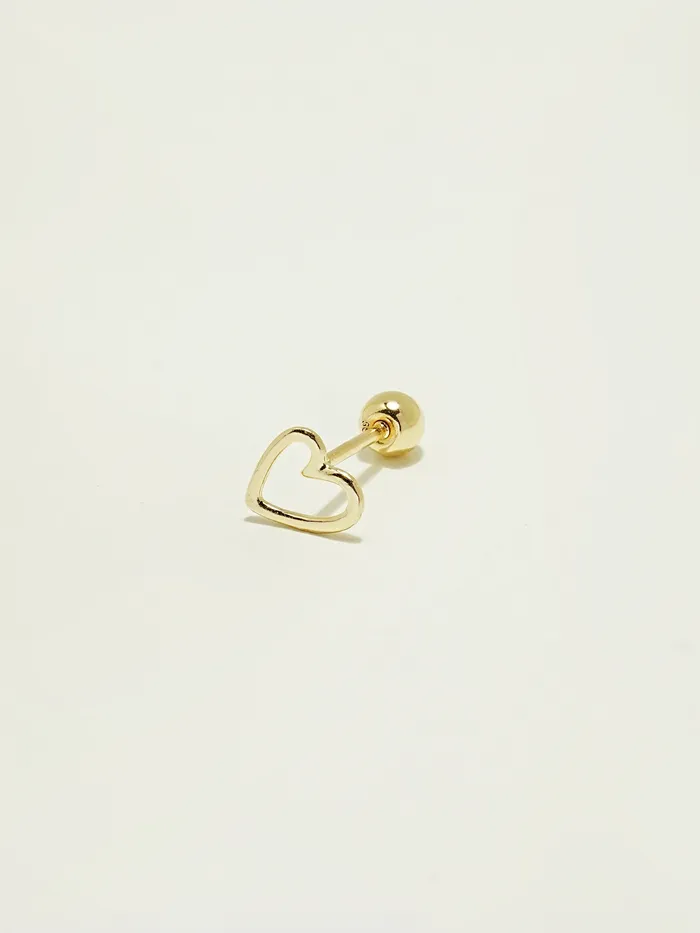 MinimalBijoux Earrings 14K Gold Oval Heart Cartilage Earring 20G