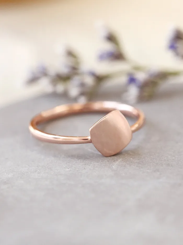 MinimalBijoux Rings 14K 18K Gold Modern Square Ring