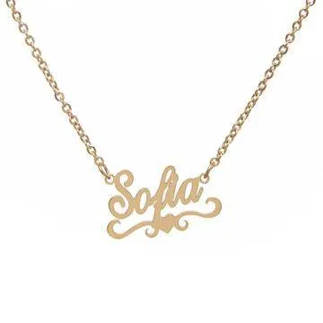 aiobo Heart Script Nameplate Necklaces