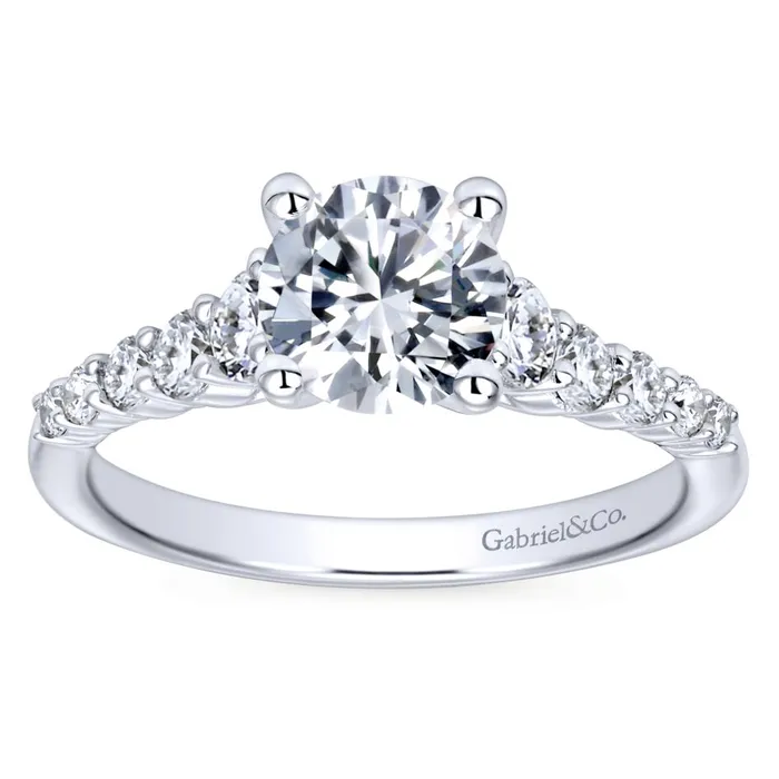 International Diamond Center Rings Gabriel Bridal Collection White Gold Diamond Accent Graduating Diamonds with Straight Shank Engagement Ring 05 ctw