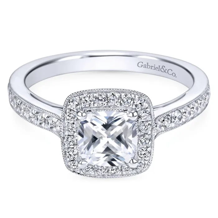 International Diamond Center Rings Gabriel Bridal Collection White Gold Diamond Halo Engagement Ring with Channel Setting 043 ctw International Diamond Center Rings Gabriel Bridal Collection White Gold Diamond Halo Engagement Ring with Channel Setting 043 ctw