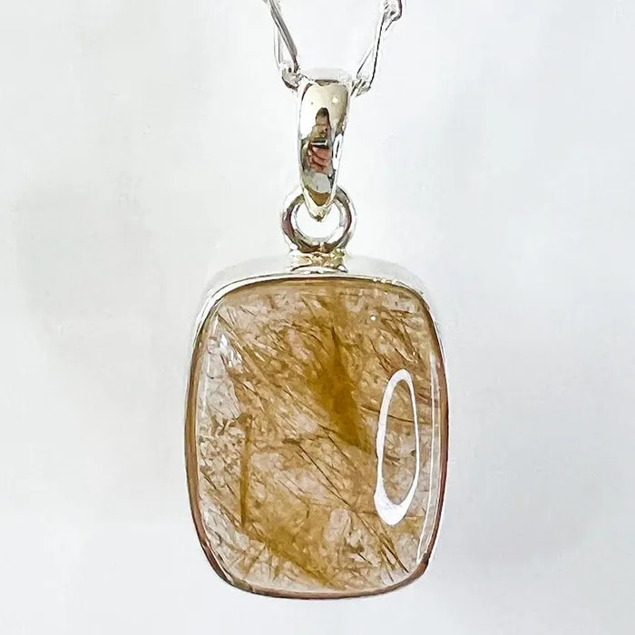 Magic Crystals Necklaces Golden Rutilated Quartz Sterling Silver Necklace