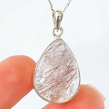 Magic Crystals Necklaces Golden Rutilated Quartz Sterling Silver Necklace