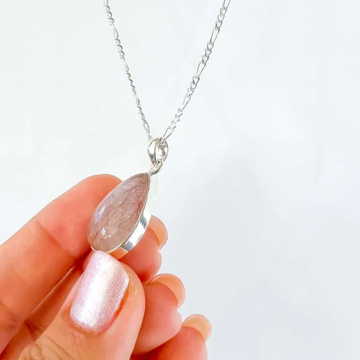 Magic Crystals Necklaces Golden Rutilated Quartz Sterling Silver Necklace