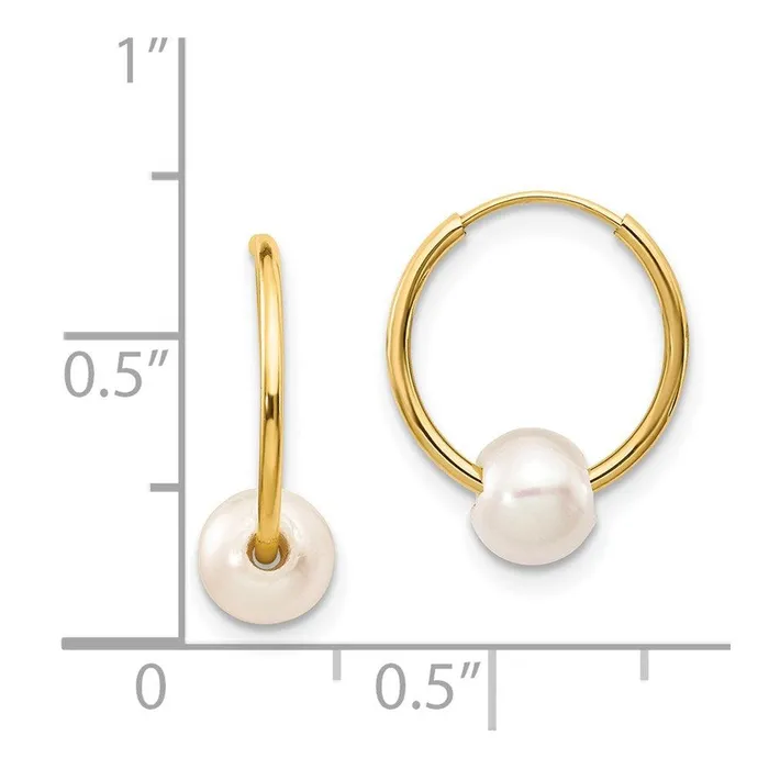 14k 56mm White Semiround Freshwater Cultured Pearl Endless Hoop Earrings Jewelry Earrings