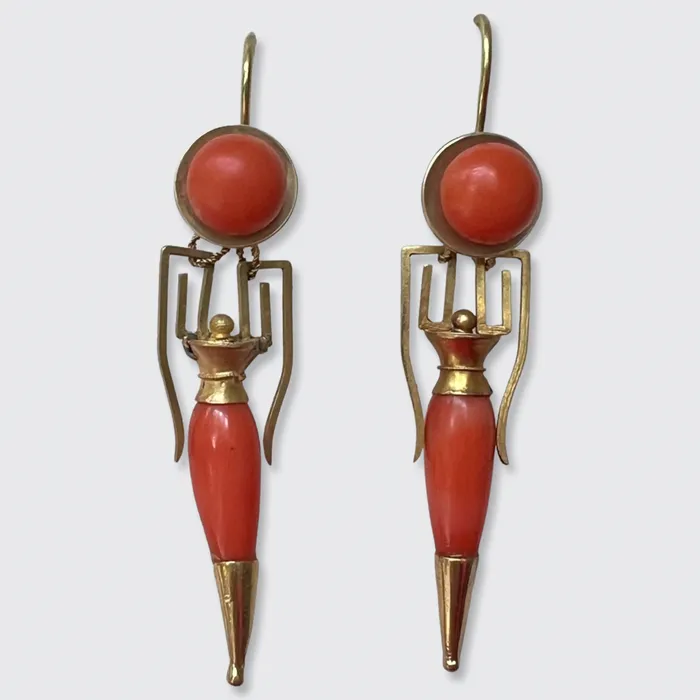 21stfinds Earrings Victorian Coral Amphora Drop Earrings