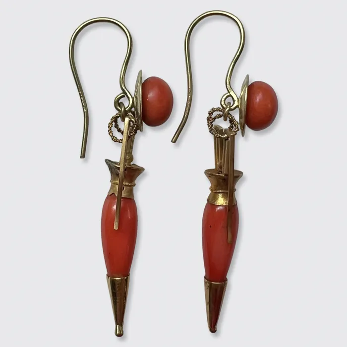 21stfinds Earrings Victorian Coral Amphora Drop Earrings