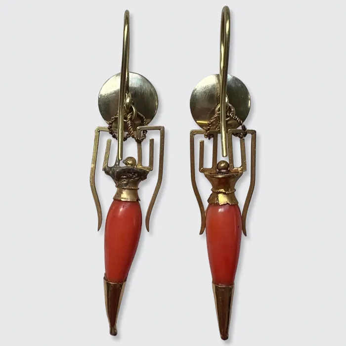 21stfinds Earrings Victorian Coral Amphora Drop Earrings