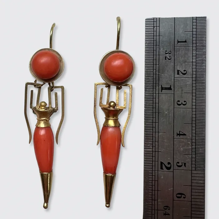21stfinds Earrings Victorian Coral Amphora Drop Earrings
