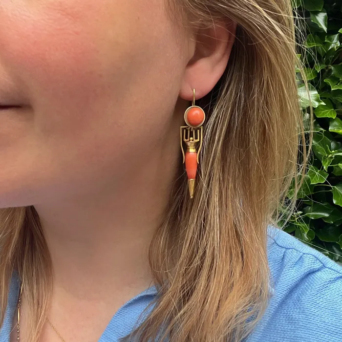 21stfinds Earrings Victorian Coral Amphora Drop Earrings