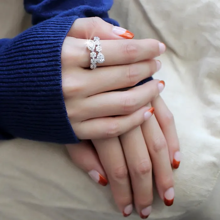 3W1441 Rhodium Brass Ring with AAA Grade CZ in Clear Alamode Rings