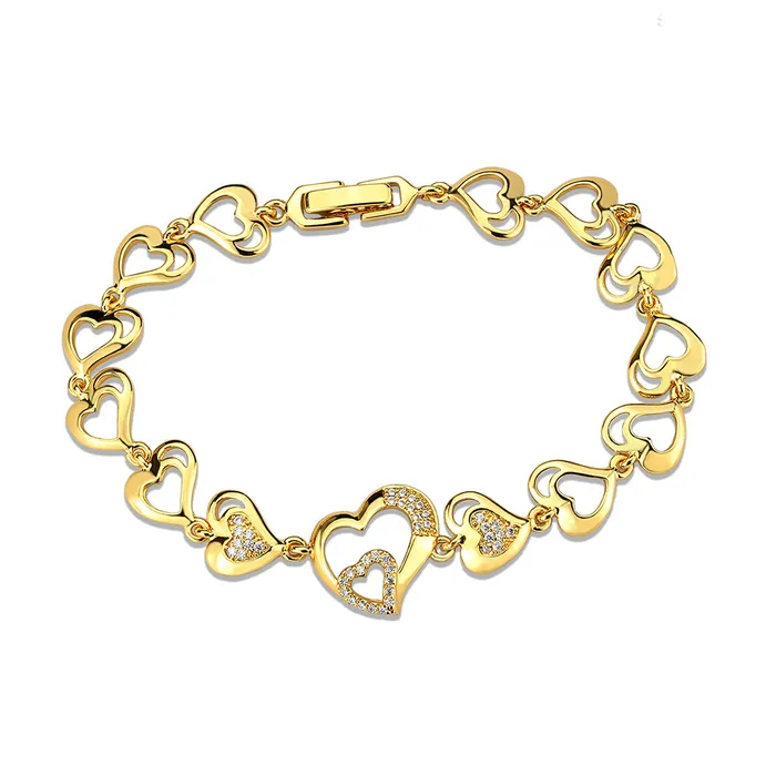 Alamode Bracelets 3W1632 Flash Gold Brass Bracelet with AAA Grade CZ in Clear