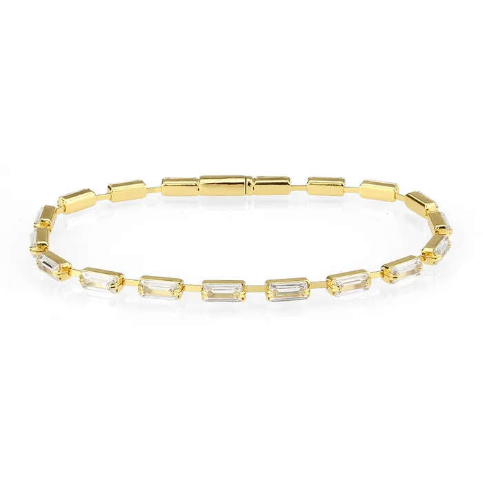 Alamode Bracelets 3W1713 Gold Brass Bracelet with AAA Grade CZ in Clear