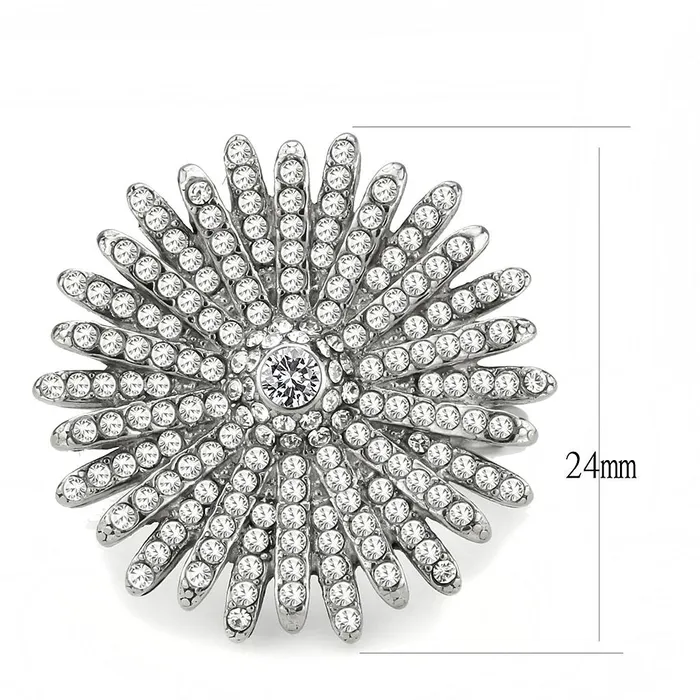 Alamode DA364 High polished no plating Stainless Steel Ring with AAA Grade CZ in Clear Rings