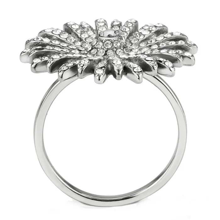 Alamode DA364 High polished no plating Stainless Steel Ring with AAA Grade CZ in Clear Rings