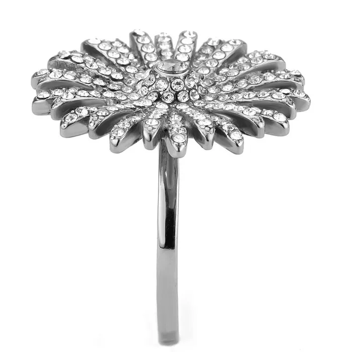 Alamode DA364 High polished no plating Stainless Steel Ring with AAA Grade CZ in Clear Rings