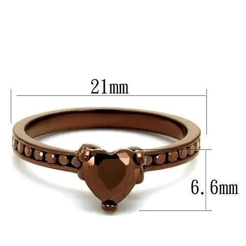 Alamode Rings 3W1191 IP Coffee light Brass Ring with AAA Grade CZ in Light Coffee