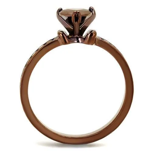 Alamode Rings 3W1191 IP Coffee light Brass Ring with AAA Grade CZ in Light Coffee