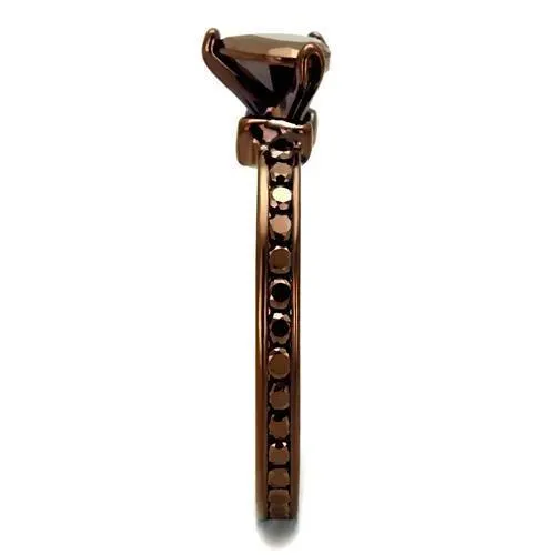 Alamode Rings 3W1191 IP Coffee light Brass Ring with AAA Grade CZ in Light Coffee