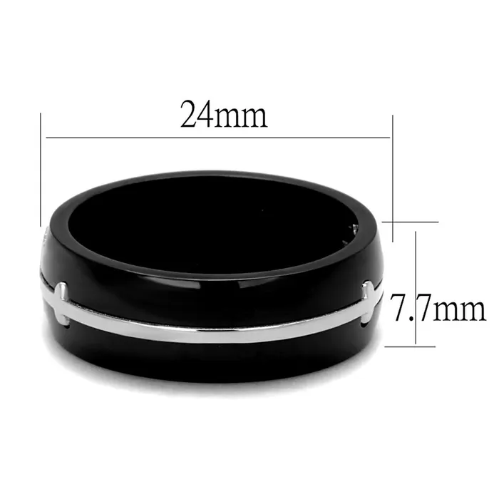 Alamode Rings TK2392 TwoTone IP Black Stainless Steel Ring with No Stone