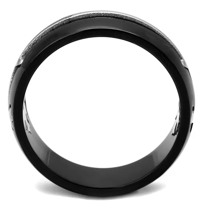 Alamode Rings TK2392 TwoTone IP Black Stainless Steel Ring with No Stone