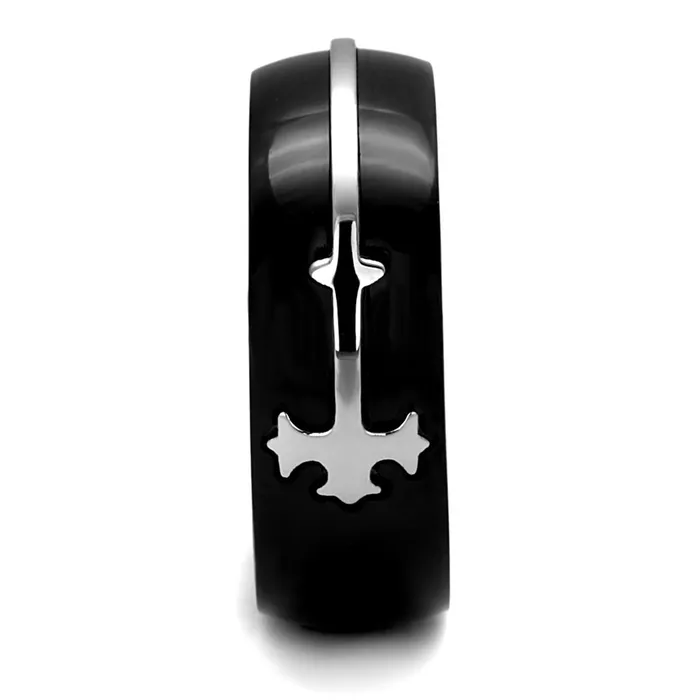 Alamode Rings TK2392 TwoTone IP Black Stainless Steel Ring with No Stone