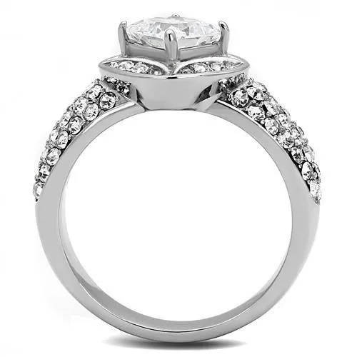 Alamode Rings TK3206 High polished no plating Stainless Steel Ring with AAA Grade CZ in Clear