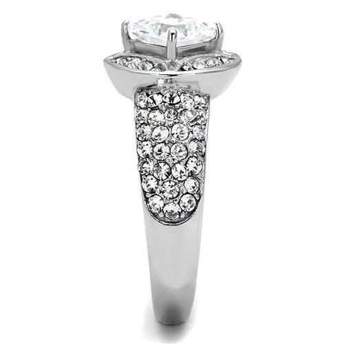 Alamode Rings TK3206 High polished no plating Stainless Steel Ring with AAA Grade CZ in Clear