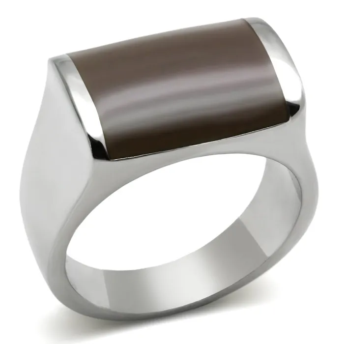 Alamode Rings TK327 High polished no plating Stainless Steel Ring with Epoxy in Brown Alamode Rings TK327 High polished no plating Stainless Steel Ring with Epoxy in Brown