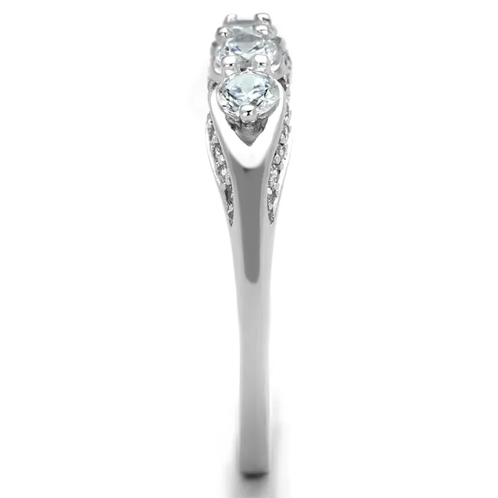 Alamode TS198 Rhodium 925 Sterling Silver Ring with AAA Grade CZ in Clear Rings