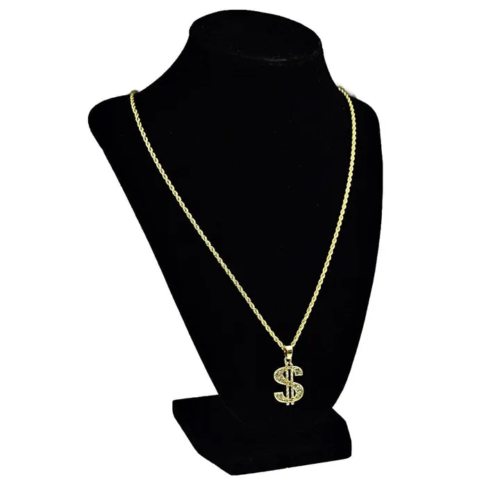 Bling Cartel Admin Micro Dollar Sign Iced Pendant Rope Gold Finish Chain Necklace 24 Necklaces