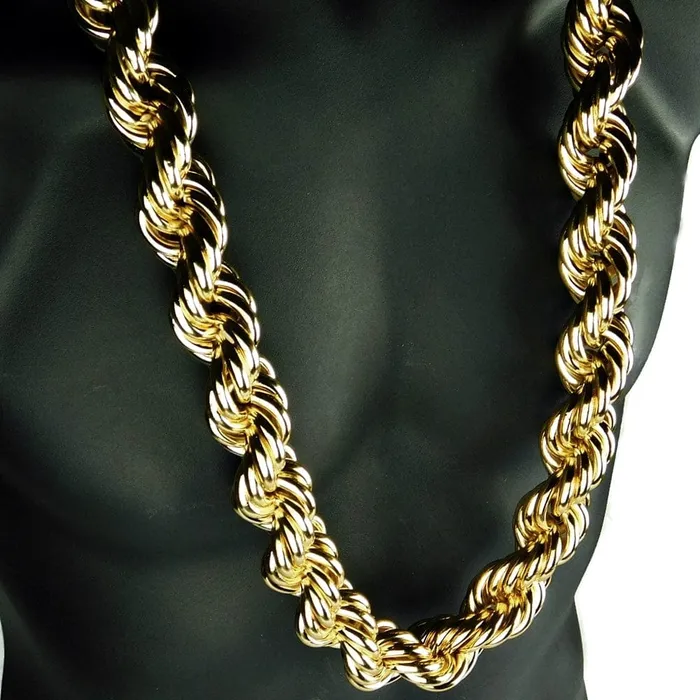 Bling Cartel Admin Necklaces 14K Gold Plated Rope Chain Necklace 30mm x 36