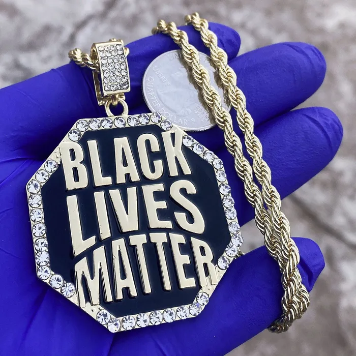 Bling Cartel Admin Necklaces Black Lives Matter Big Octagon Gold Finish Rope Chain Necklace 24