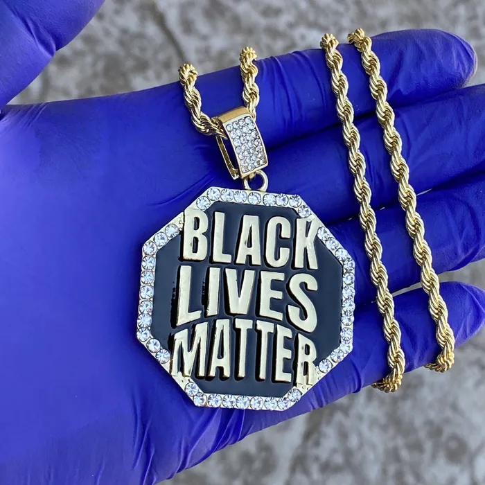 Bling Cartel Admin Necklaces Black Lives Matter Big Octagon Gold Finish Rope Chain Necklace 24