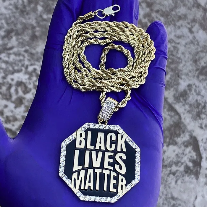 Bling Cartel Admin Necklaces Black Lives Matter Big Octagon Gold Finish Rope Chain Necklace 24