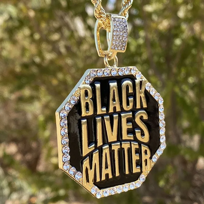 Bling Cartel Admin Necklaces Black Lives Matter Big Octagon Gold Finish Rope Chain Necklace 24