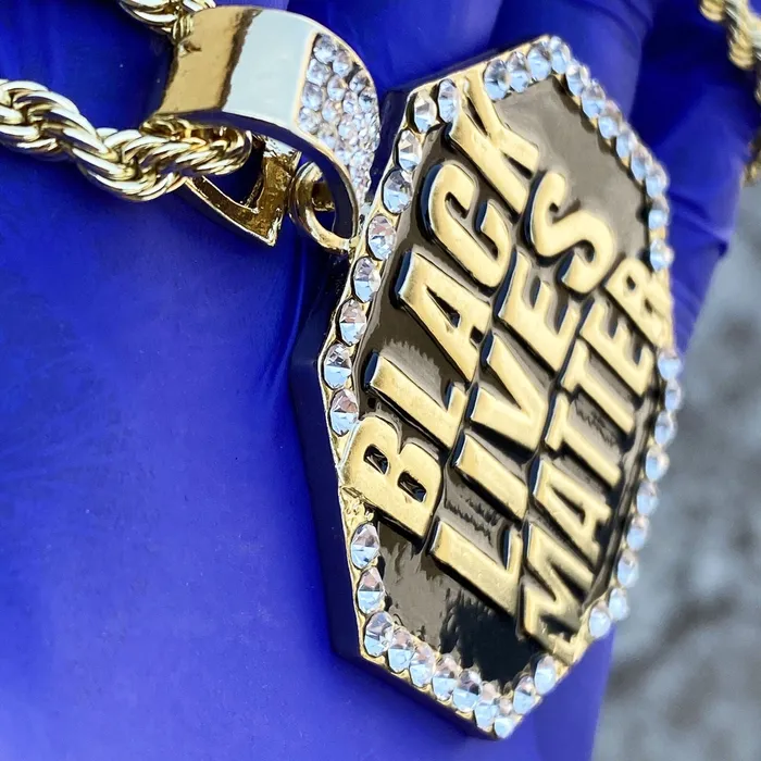Bling Cartel Admin Necklaces Black Lives Matter Big Octagon Gold Finish Rope Chain Necklace 24