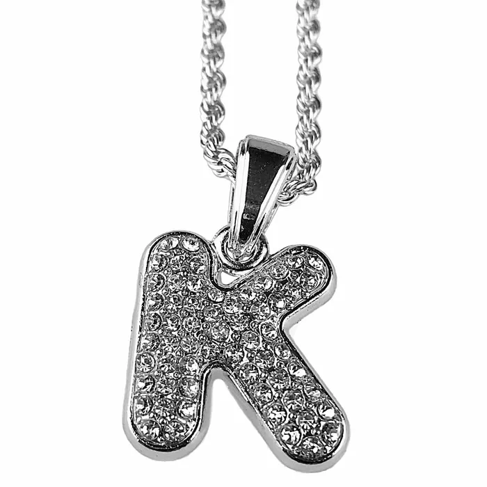 Bling Cartel Admin Necklaces Silver Tone K Letter Micro Chain Rope Necklace
