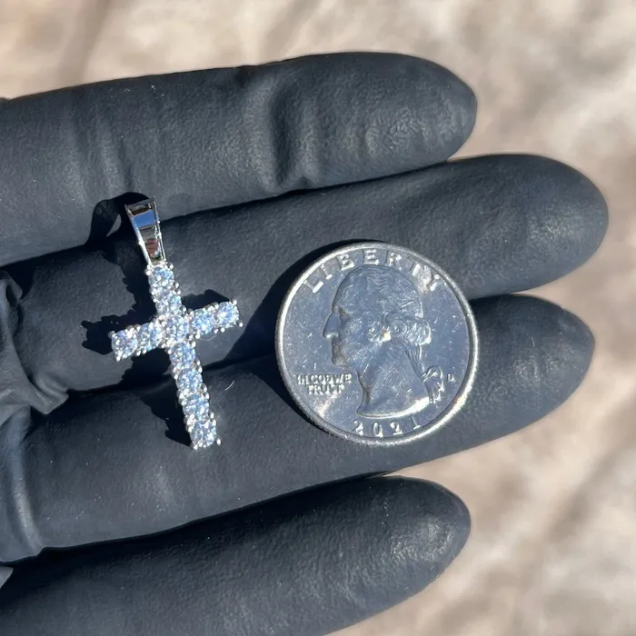 Bling Cartel Necklaces Real Solid 925 Sterling Silver Tennis Cross Pendant Iced Flooded Out CZ