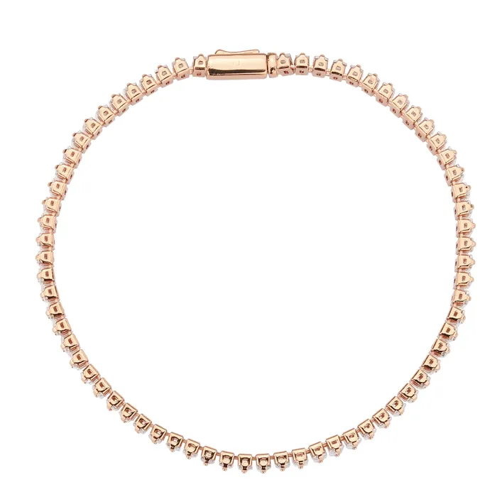 Bracelets Alamode 3W1702 Rose Gold Brass Bracelet with AAA Grade CZ in Clear