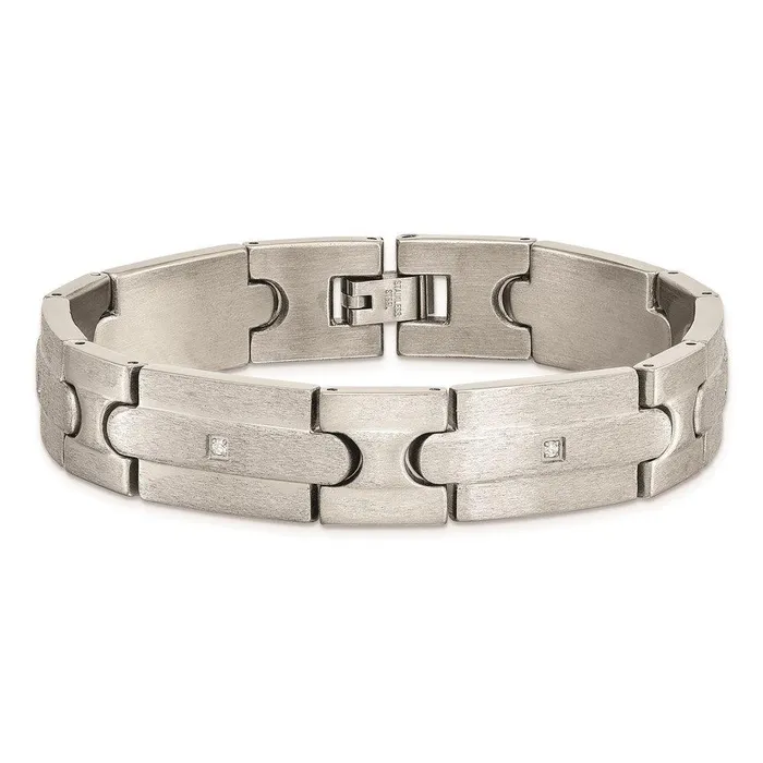 Bracelets Chisel Stainless Steel Brushed CZs Bracelet Bracelets Chisel Stainless Steel Brushed CZs Bracelet