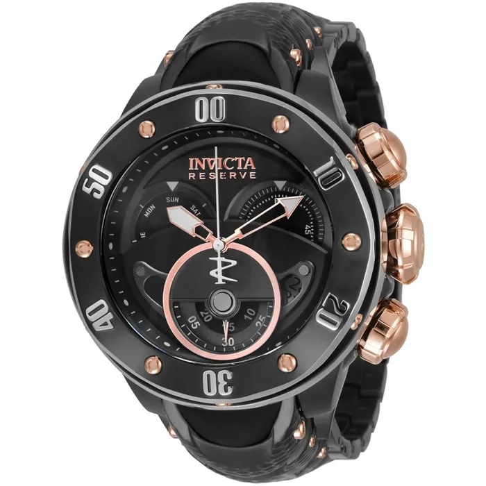 Bracelets Invicta Invicta Mens Chronograph Watch Reserve Rotating Bezel Black Dial Bracelet 33374