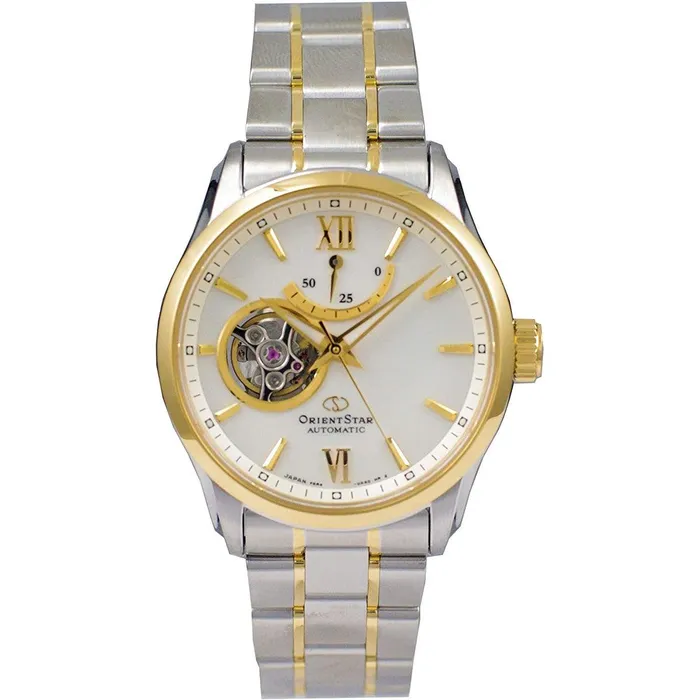 Bracelets ORIENT Orient Mens Automatic Watch Star White Open Heart Dial Bracelet REAT0004S00B