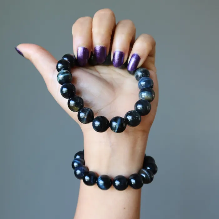 Bracelets Satin Crystals Hawks Eye Bracelet Blue Shine Sharp Mind Stone