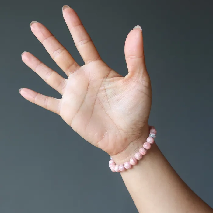 Bracelets Satin Crystals Rhodochrosite Bracelet Pink Soulmates Stone