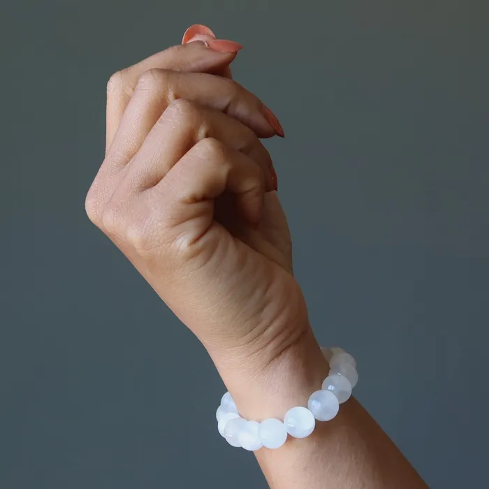 Bracelets Satin Crystals White Calcite Bracelet Dream Confidence Gems